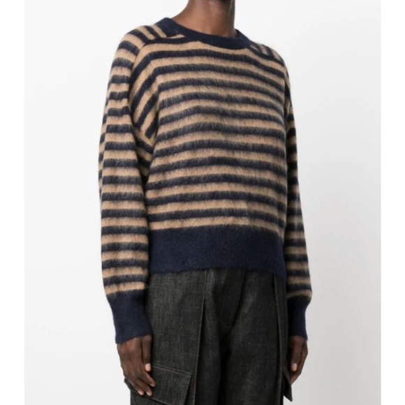 Brunello Cucinelli Striped Mohair, Virgin Wool and Cashmere Sweater with Monili - Picture 6 of 16